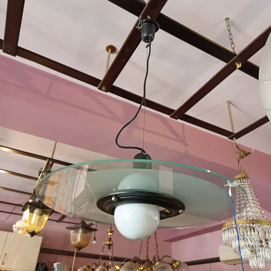 Lampadario Disco Vetro Vintage 1/luce