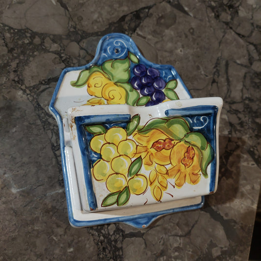 Porta Sale Da Parete Ceramica * Dipinta A Mano