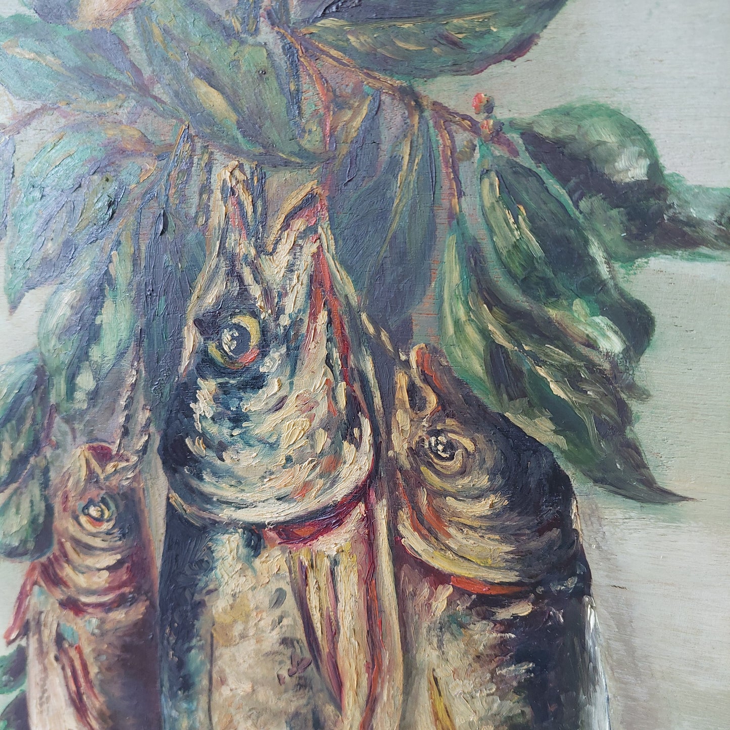 Quadro* Antico Pesci E Fiori Firmato Sr. Mariannina