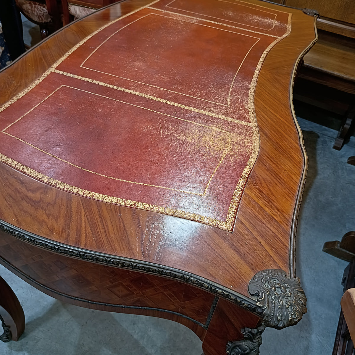 Scrivania Legno/fregi Piano* Pelle St. Luigi Xv Cm145x75x80
