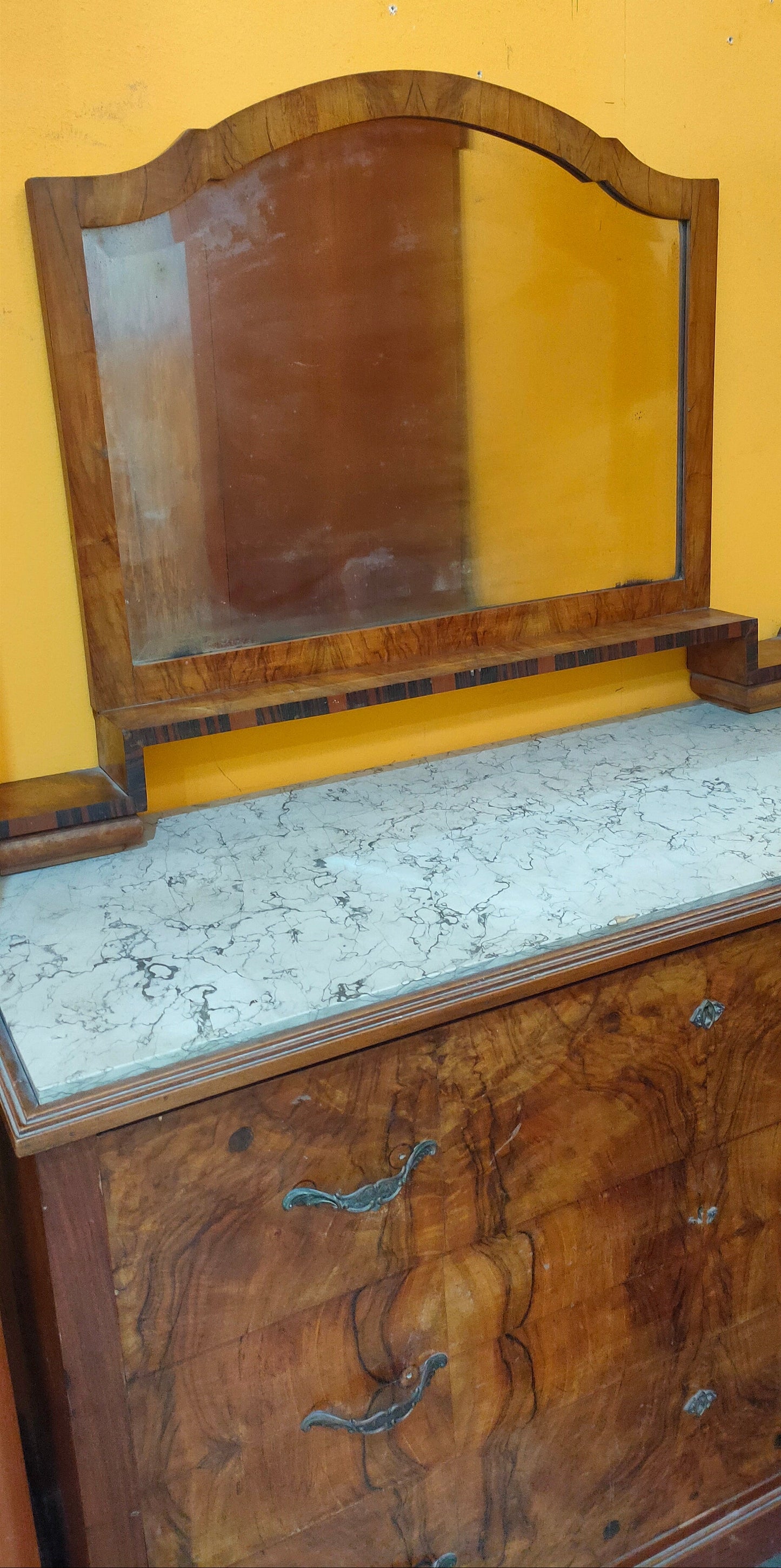 Comò St. Decò 3/c Marmo E Specchio Cm114x49x160h