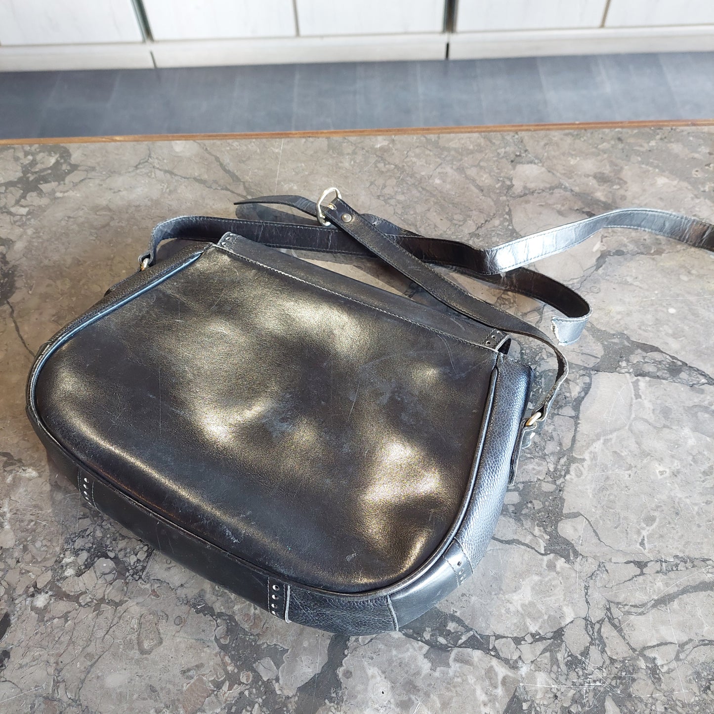 Borsetta* In Pelle Nera Farfalla Vintage