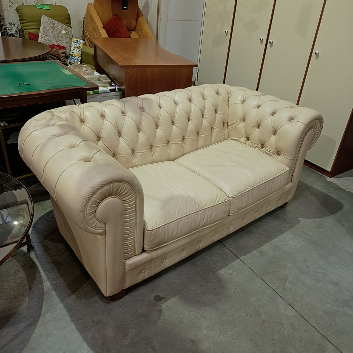 Divano Letto Chester Pelle * Beige Cm176x95x75