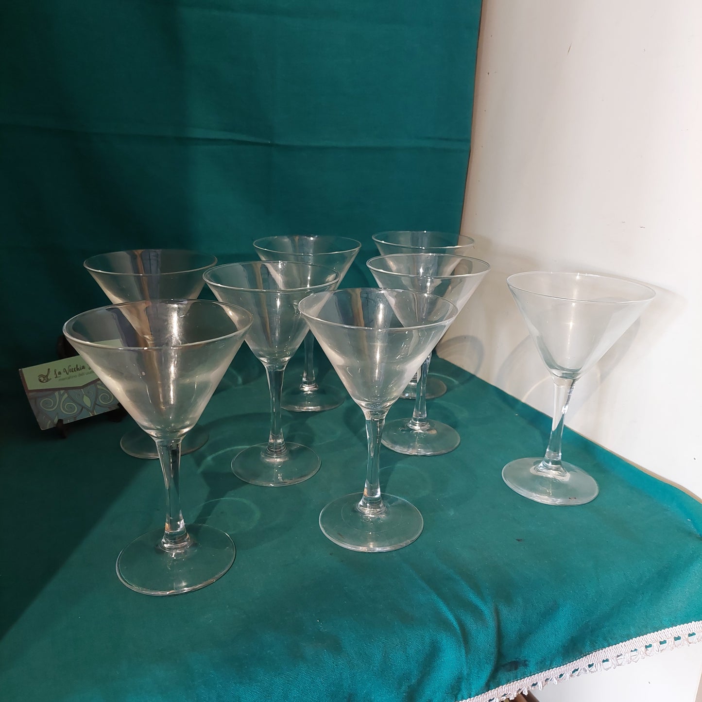 Set/8 Calici Martini In Cristallo