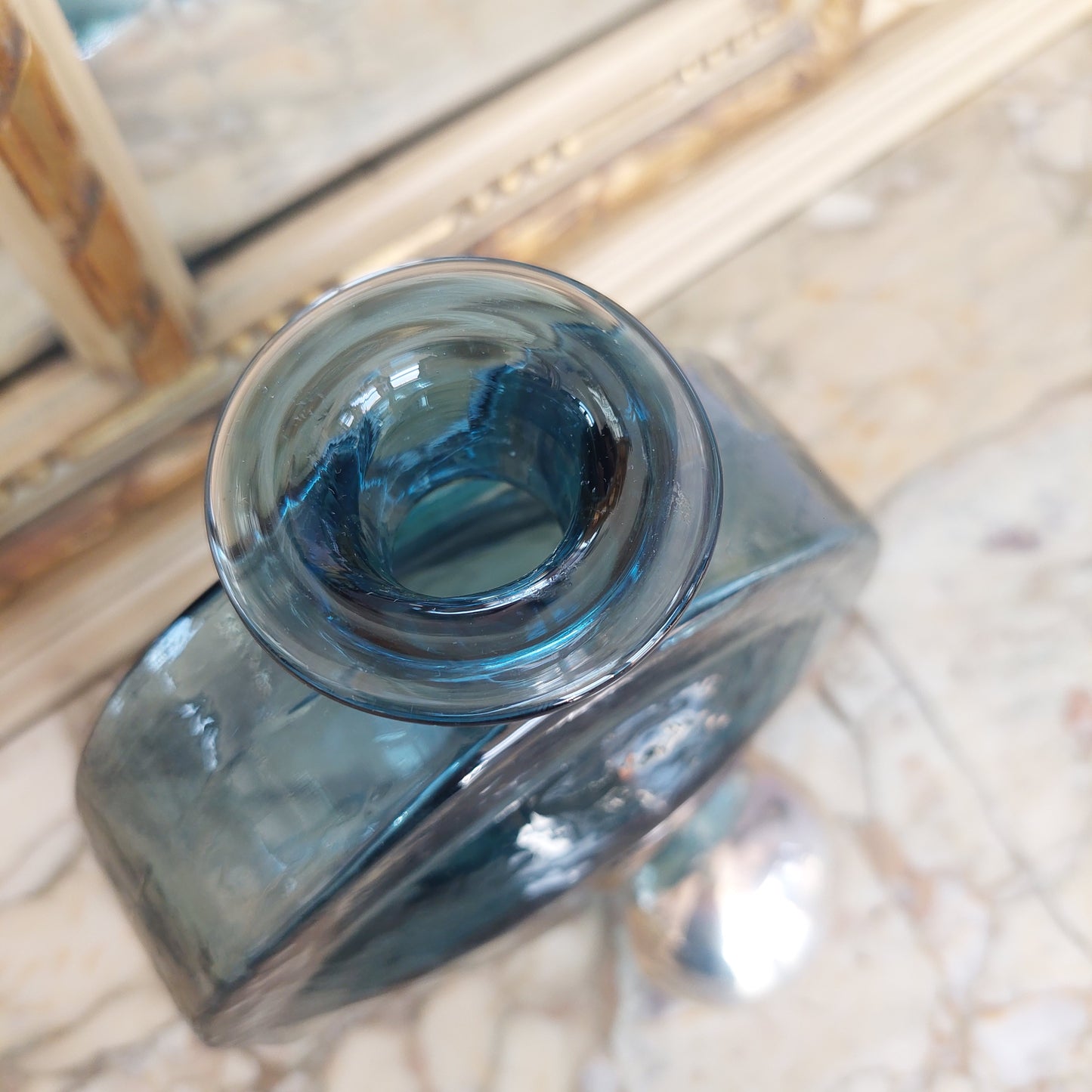 Bottiglia Vetro Vintage Tappo Argento