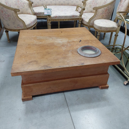 Tavolino Legno Basso Anni 50 Con Posacenere Braciere