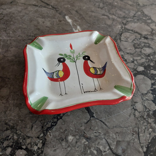 Posacenere Ceramica Dipinta Uccellini