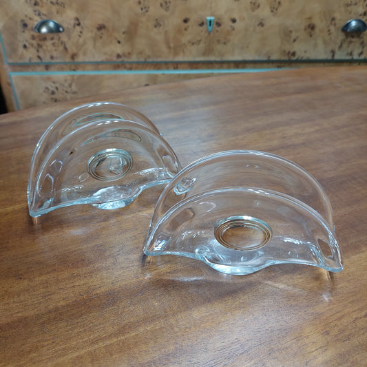 Set/2 Porta Tovaglioli Cristallo Placchetta Argento