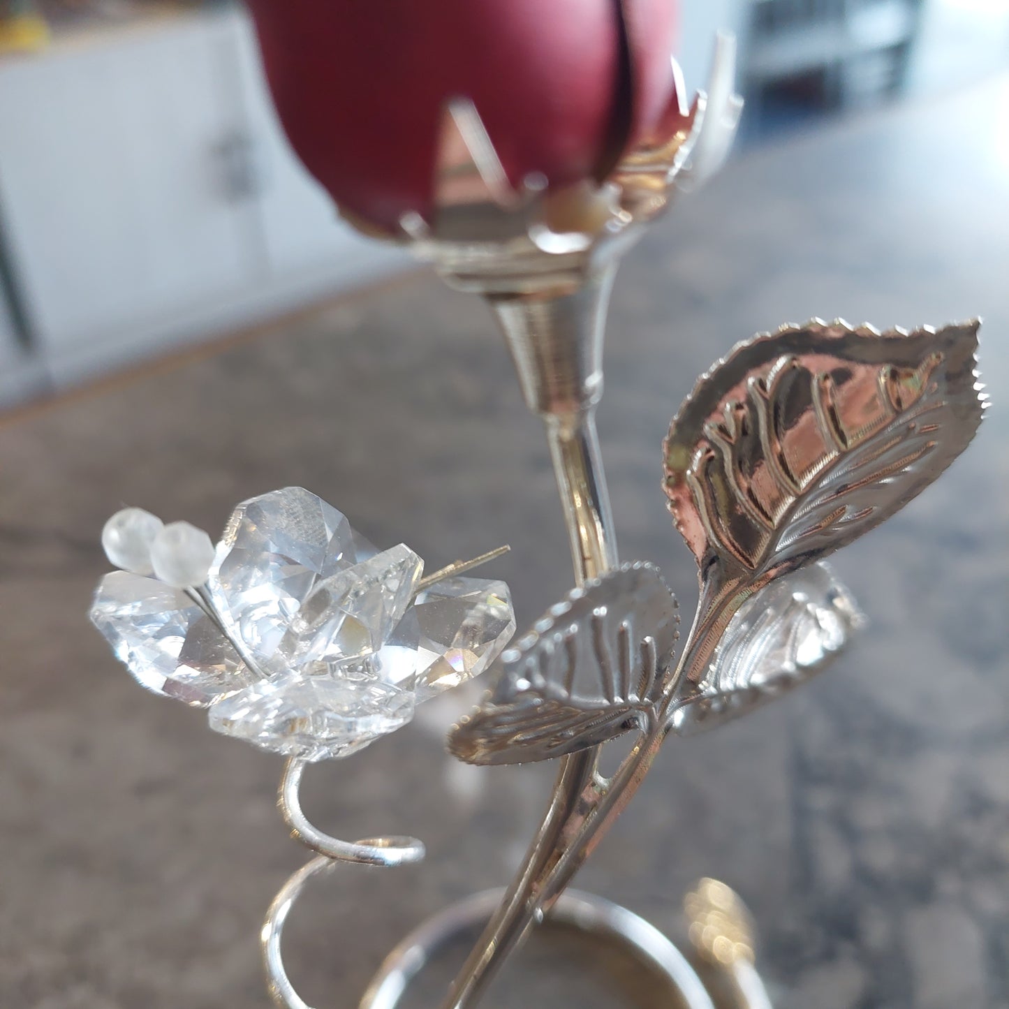 Rosa Da Tavolo Argento E Swarovski