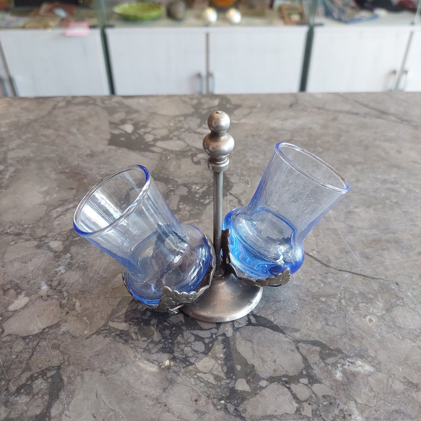 Sale E Pepe Vetro Azzurro Base Argento 800