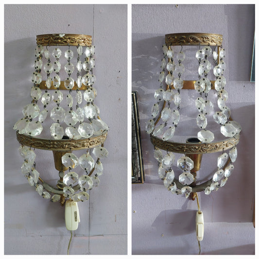 Coppia Applique Ottone/gocce 1/l