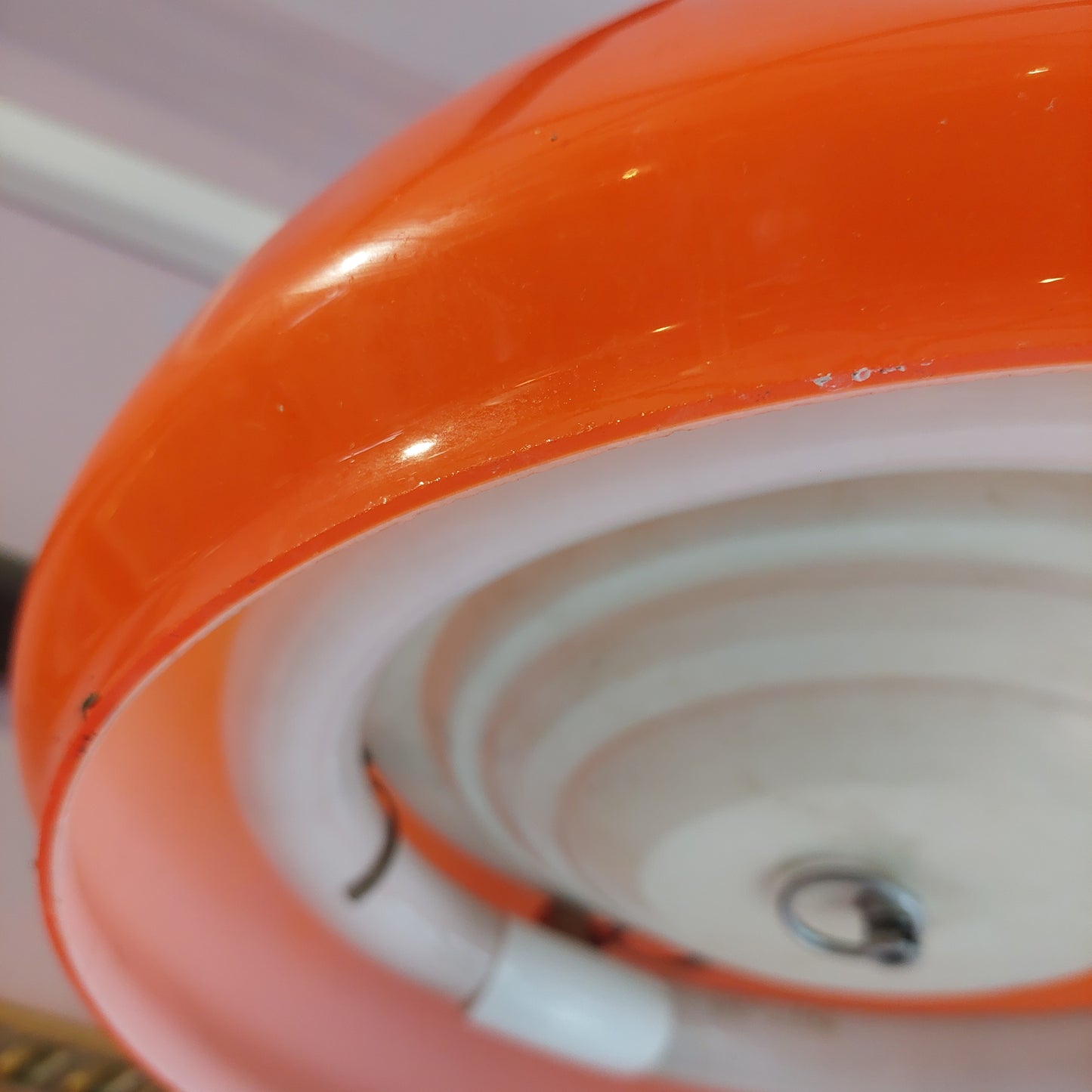 Lampadario Cupola Anni 60 Vetro Di Murano Arancio