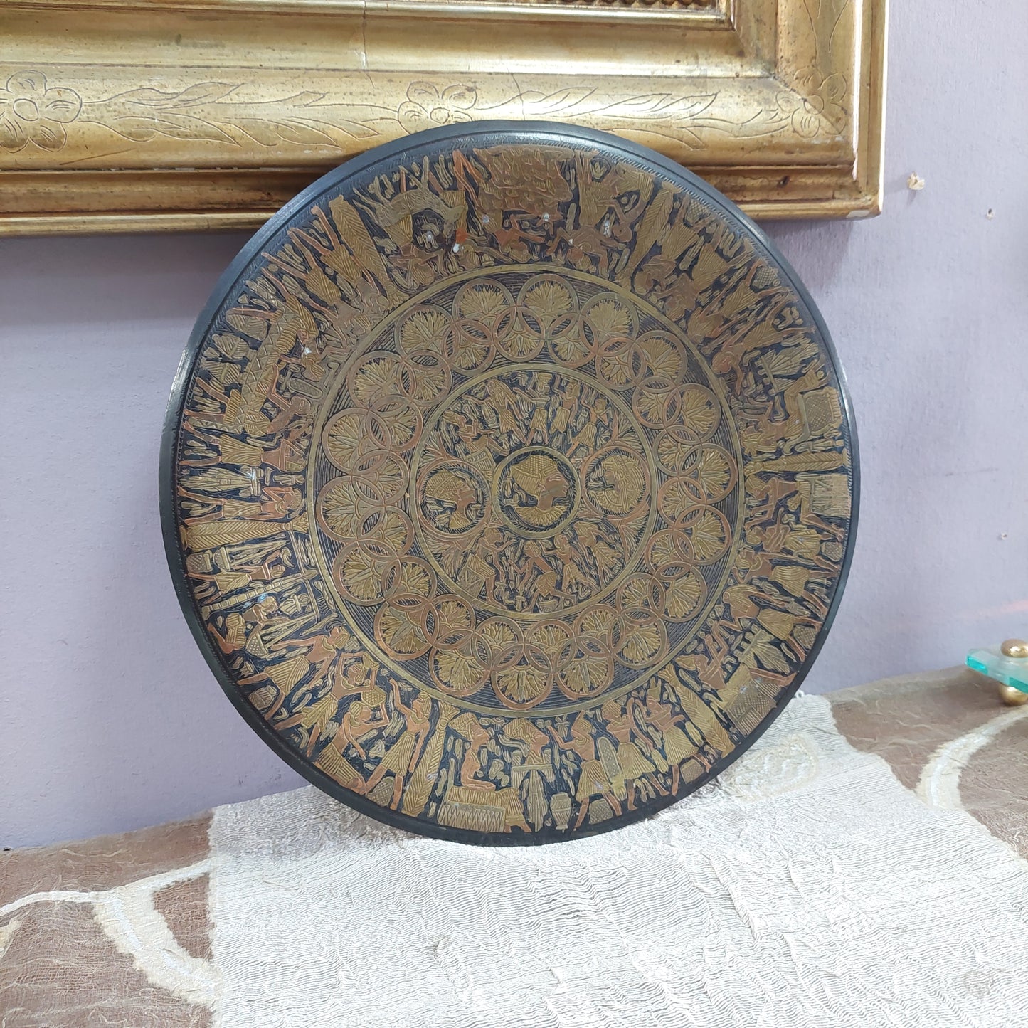 Piatto Ottone Decoro Egizio
