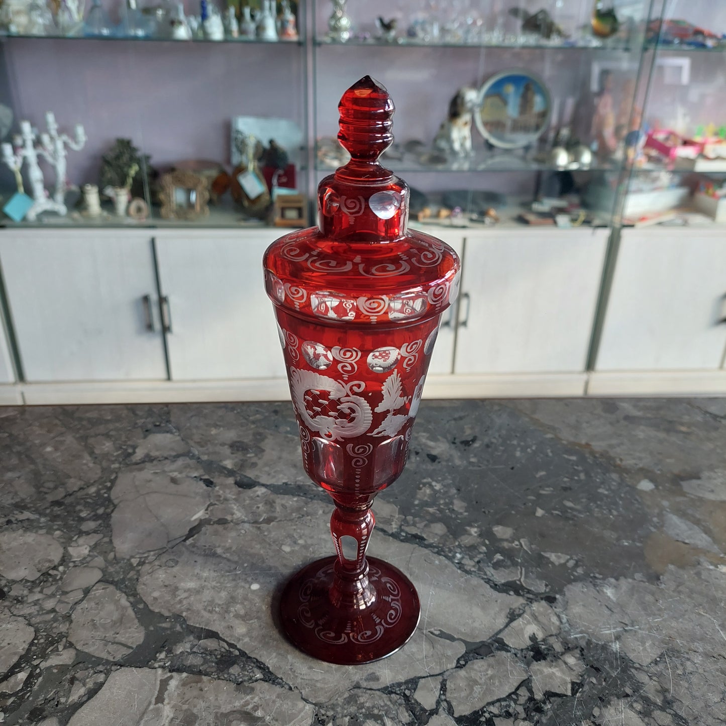 Alzatina Potiche Cristallo Di Bohemia Anni 50