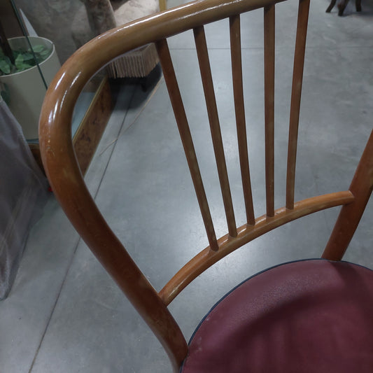 Sedia Legno/sky* Bordeaux Anni '60