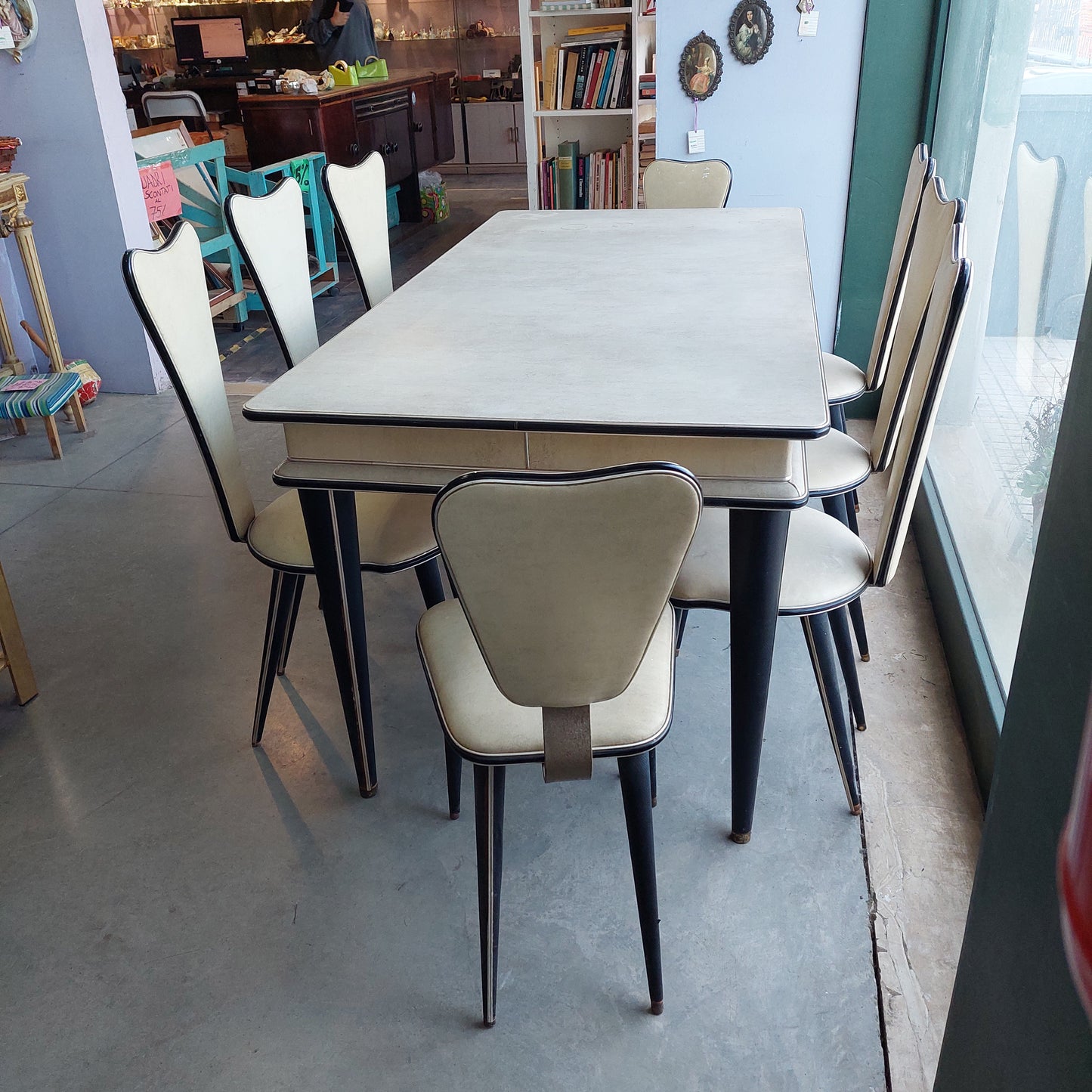 Set/tavolo + 8 Sedie Vintage Anni 50 Cm172x86x79h