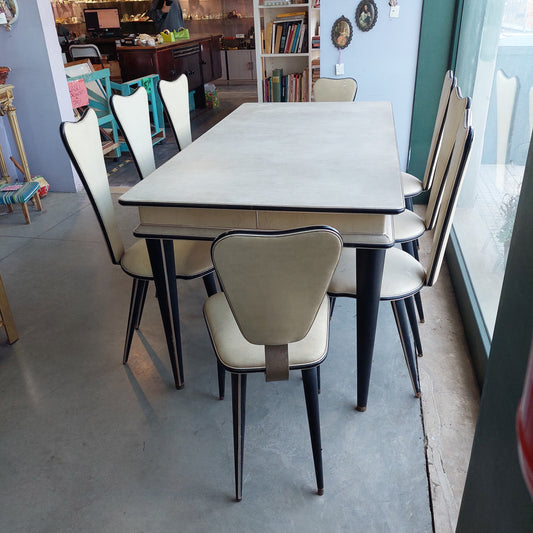 Set/tavolo + 8 Sedie Vintage Anni 50 Cm172x86x79h