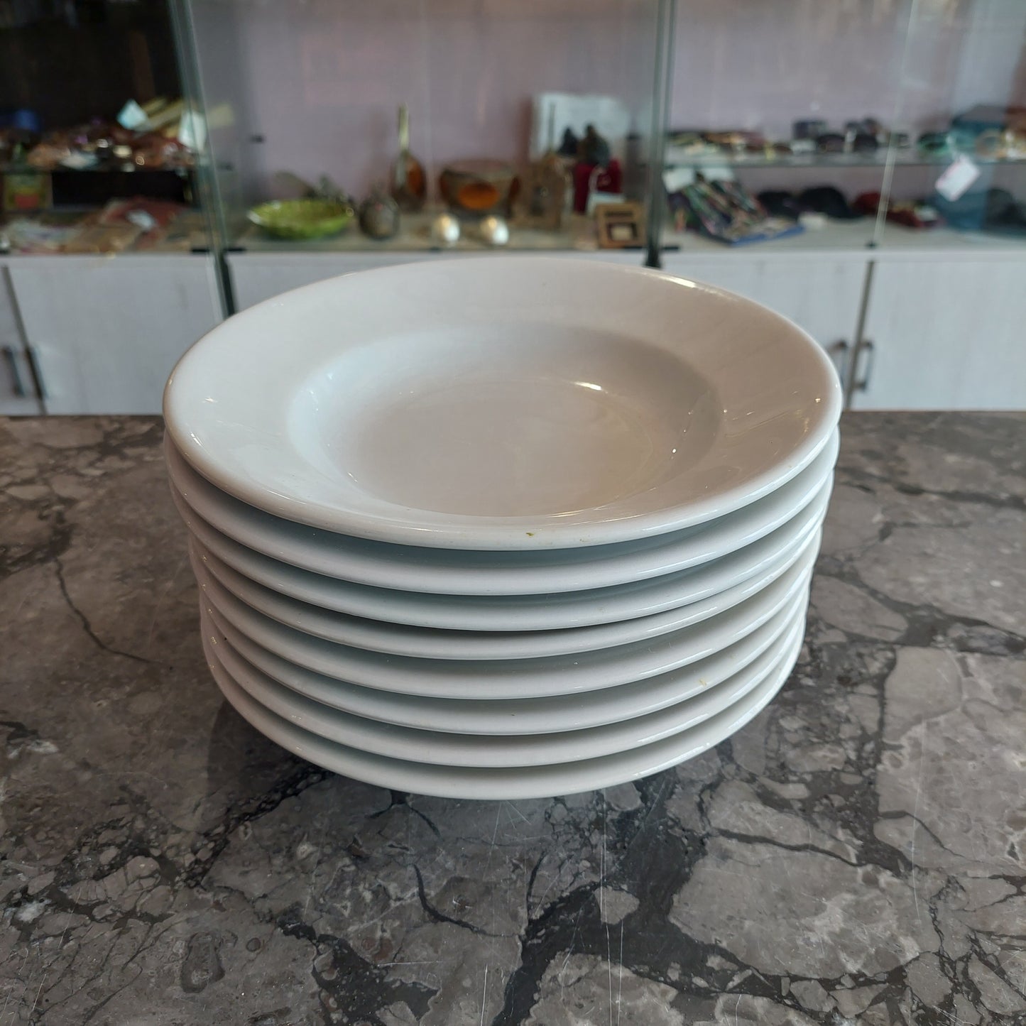 Set/8 Piatti Fondi Porcellana Bianca Dura