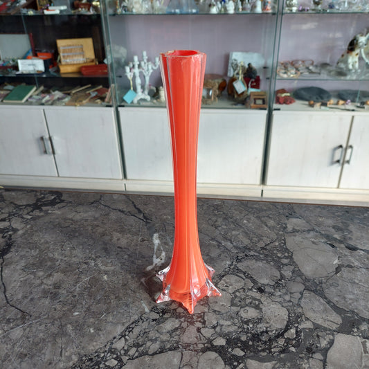 Vaso Vetro Di Murano Rosso Anni 50 H25