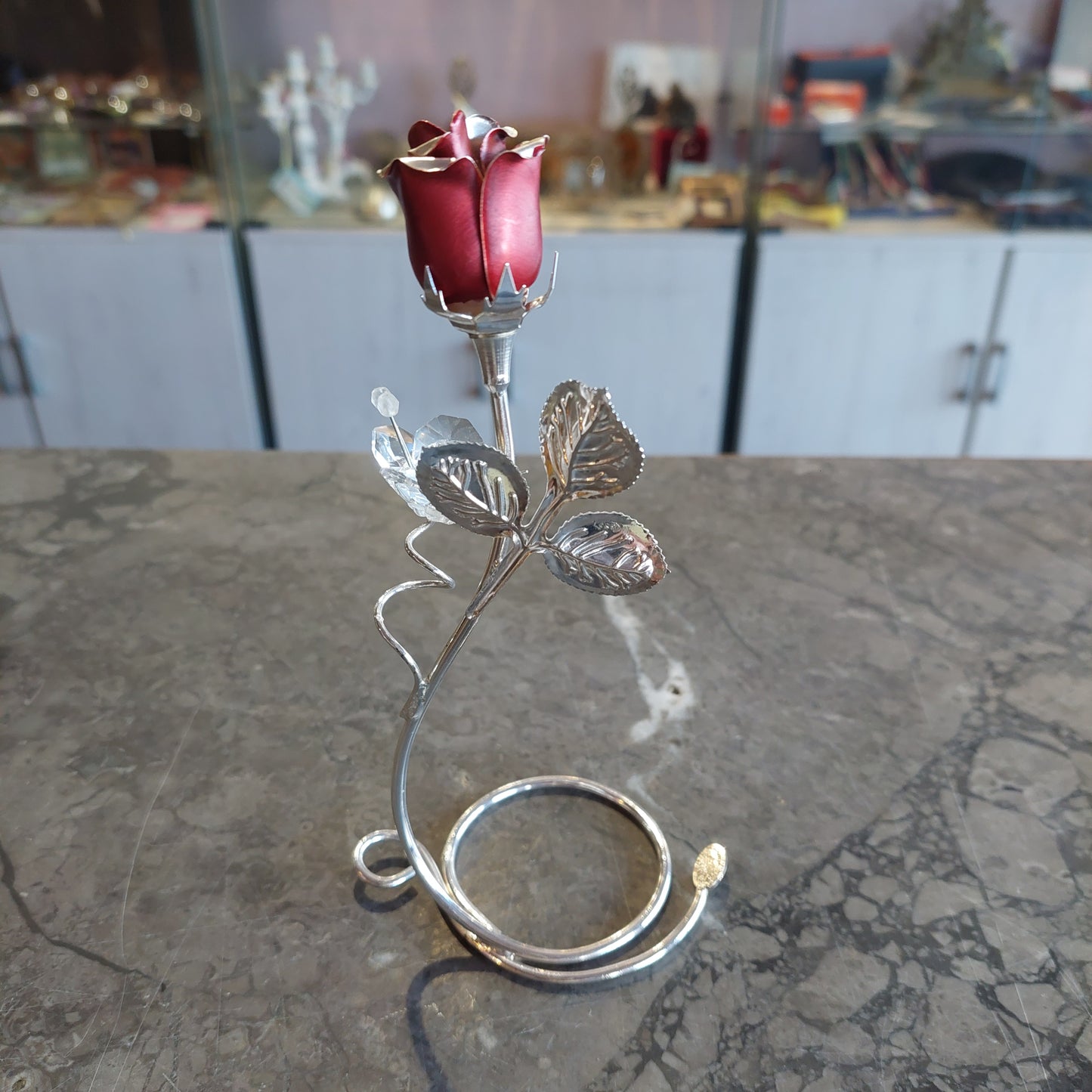 Rosa Da Tavolo Argento E Swarovski