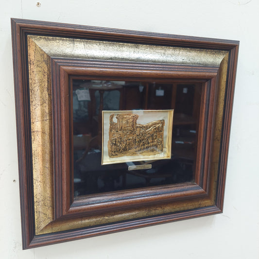 Quadro "la Ruzzola" Di Bartolomeo Pinelli Foglia Oro Su Piastra Argento