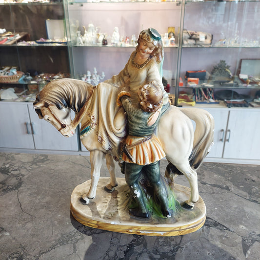 Statua * Dama E Cavaliere Gesso Policromo Primi 900