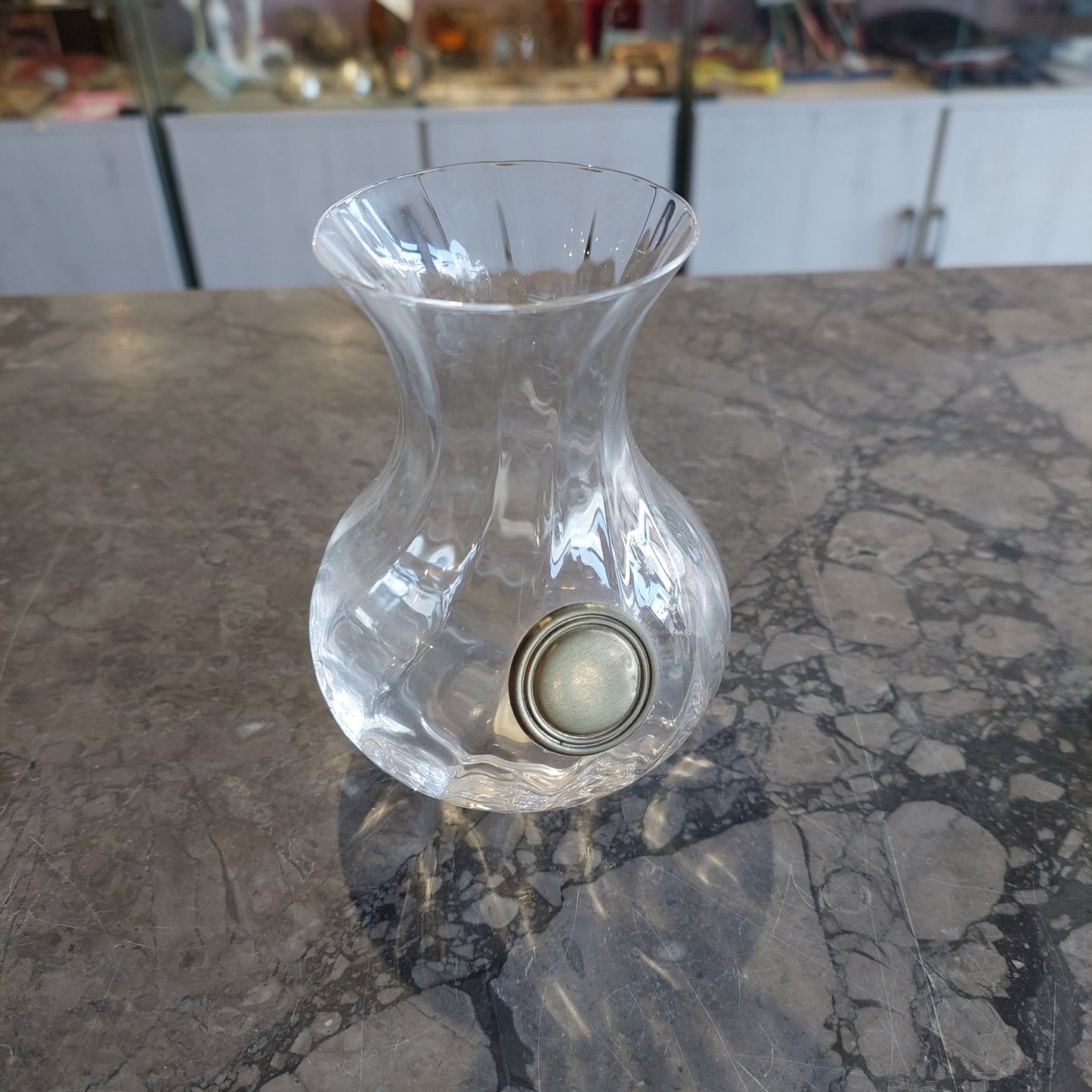 Vasetto Cristallo Placchetta Argento Cm11,5h