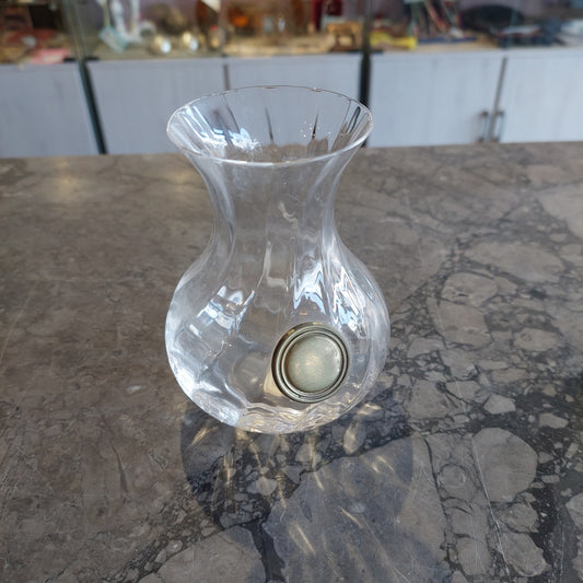 Vasetto Cristallo Placchetta Argento Cm11,5h