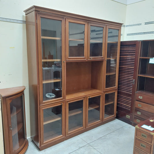 Parete Attrezzata Libreria/vetrina Legno* 8/ante Cm208x42x228h