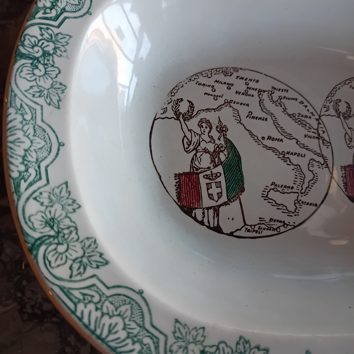 Piatto Da Portata Ovale Decoro Italia Anni '30 Laveno