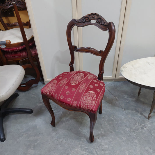 Set/6 Sedie Legno Intagliato Imb. Bordeaux