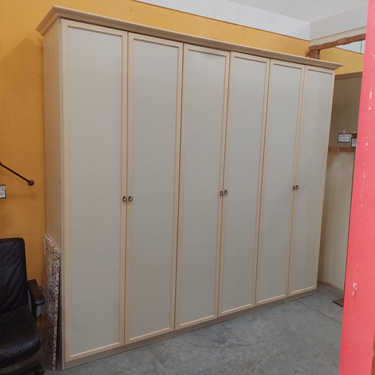 Armadio In Legno Bianco 6 Ante Cm280x62x246h