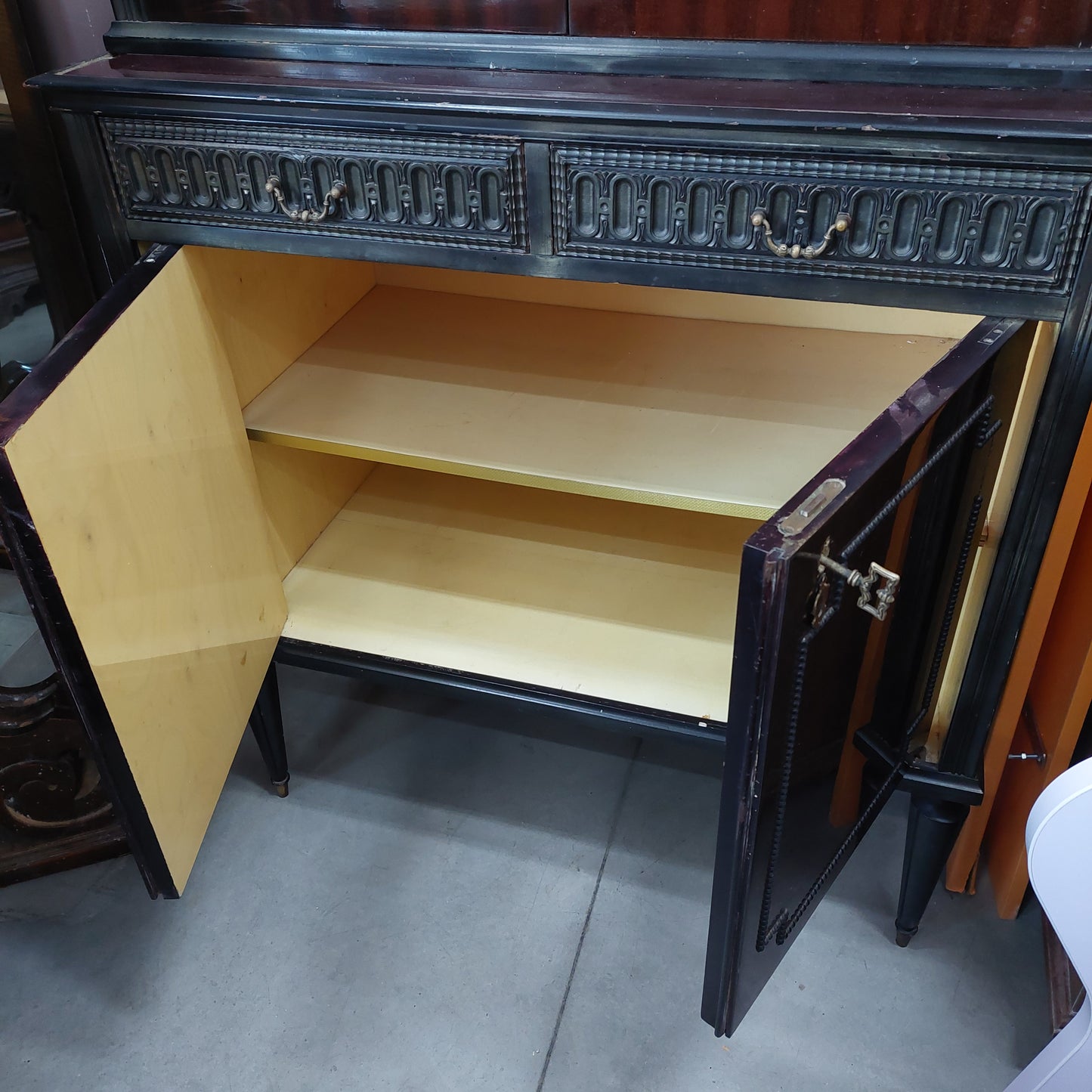 Vetrina * Legno Nero Anni 70 2/a 2/c 2/s Cm91x49x215h