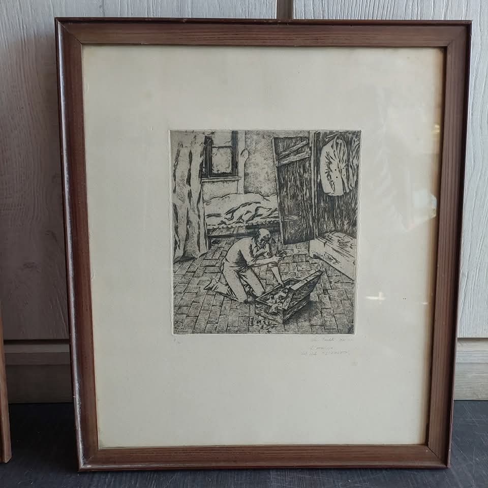 Q/litografia Valerio Fraschetti 1941 "l'umanità" Cm40x45