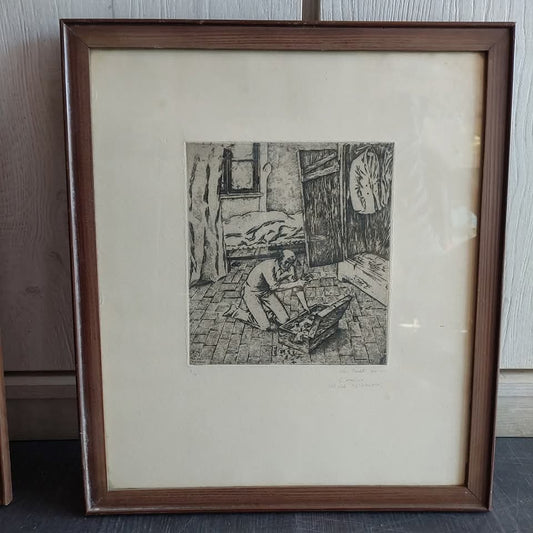 Q/litografia Valerio Fraschetti 1941 "l'umanità" Cm40x45