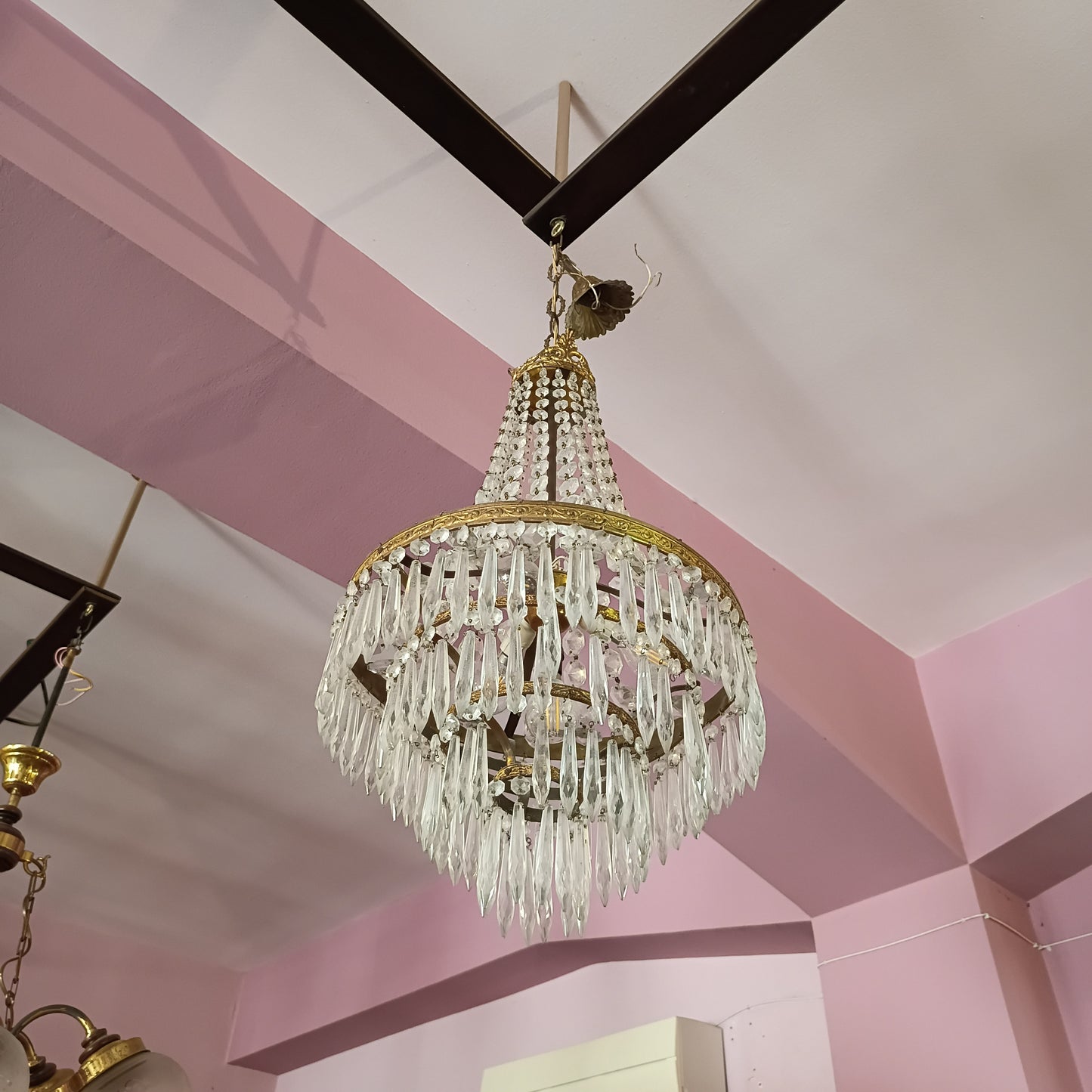 Lampadario Stile Impero Ottone Gocce 4/luci