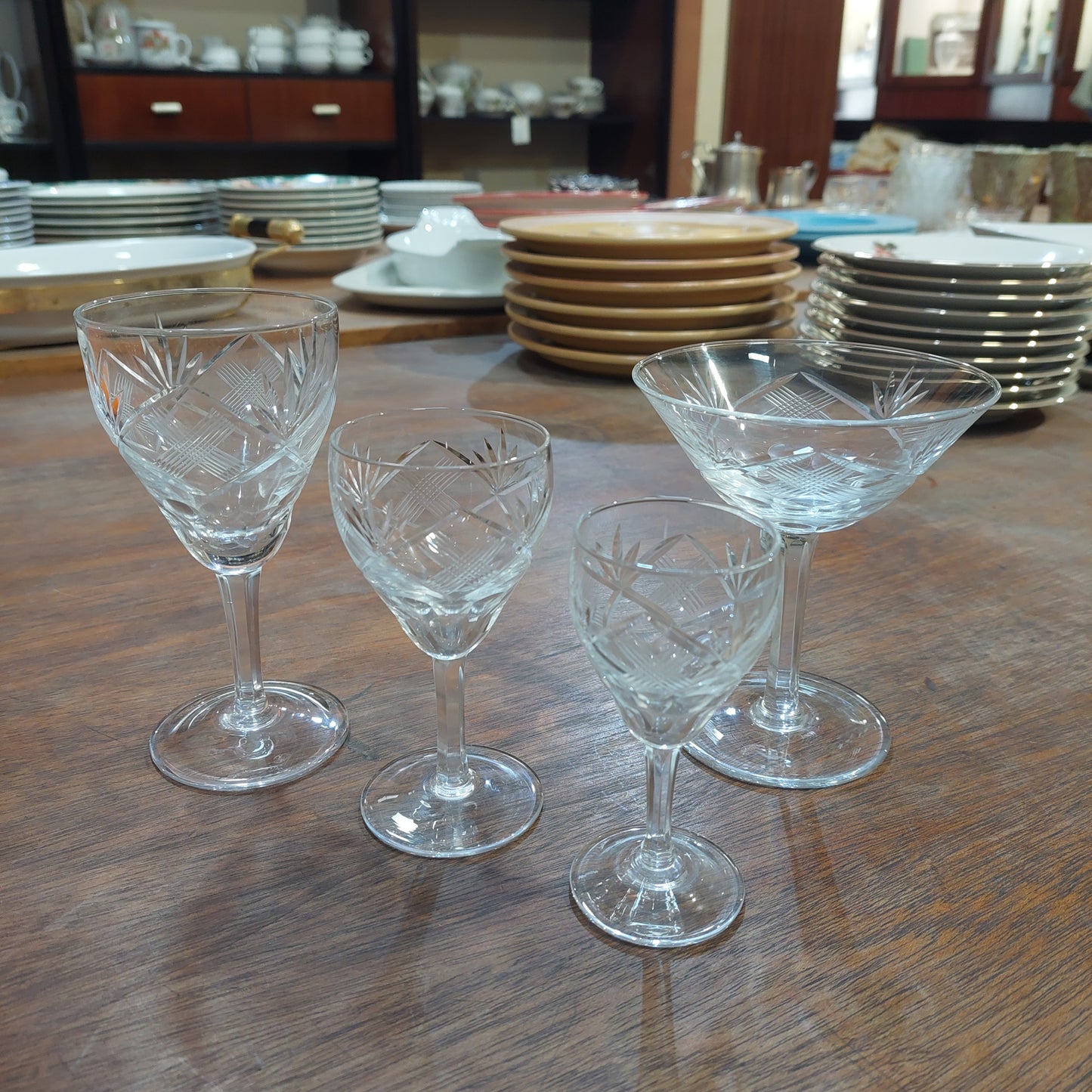 Set/44 Calici Cristallo Molato Anni 50