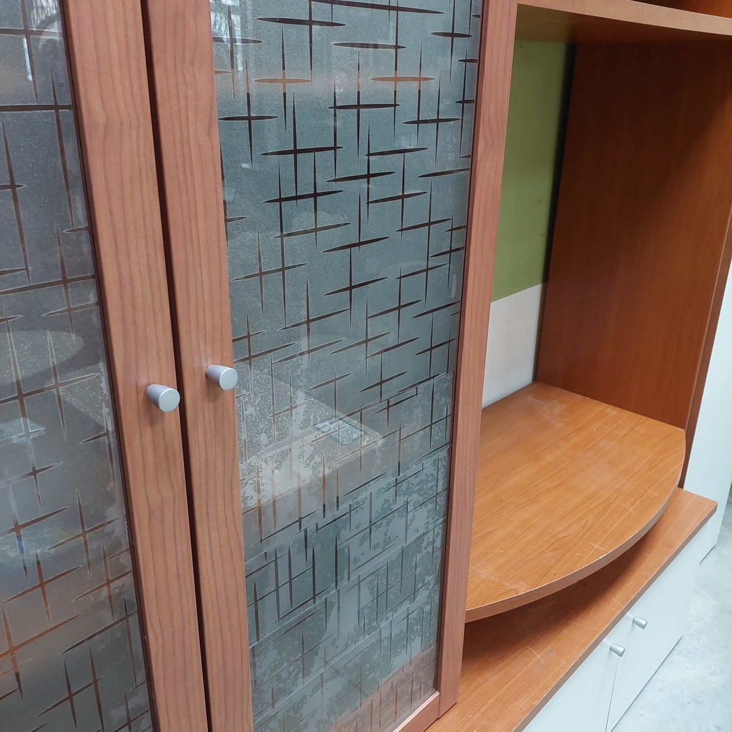 Parete Attrezzata Bicolore Ciliegio/panna Cm270x51x215h