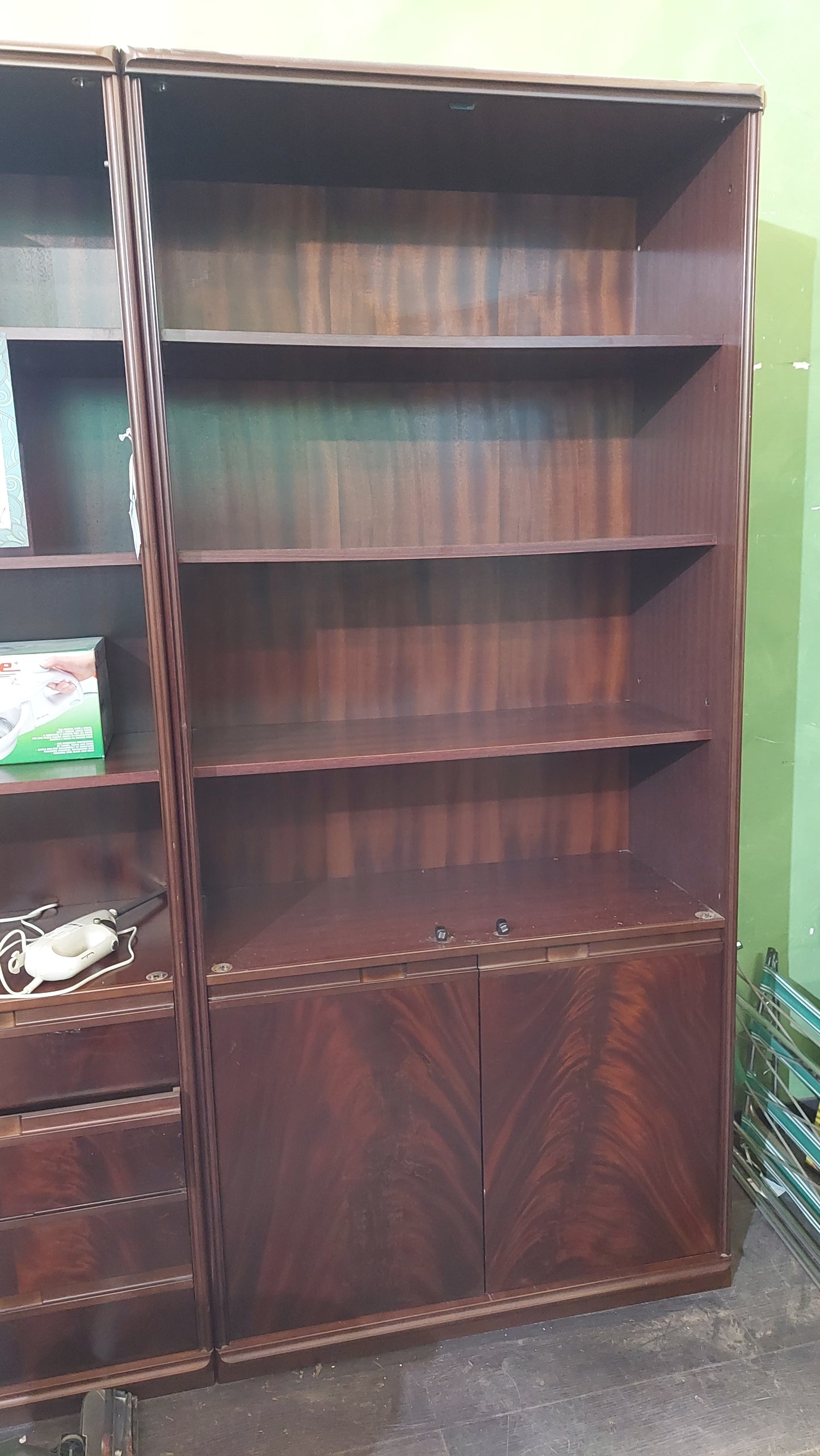 Libreria Legno Noce Scuro 4/r 2/s Cm94x46x203h