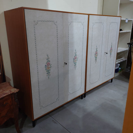 Armadio Legno Anni 60 2 Ante Decoro Fiori