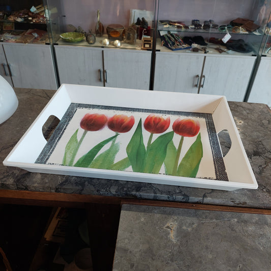 Vassoio Resina Decoro Tulipani Cm51,5x38