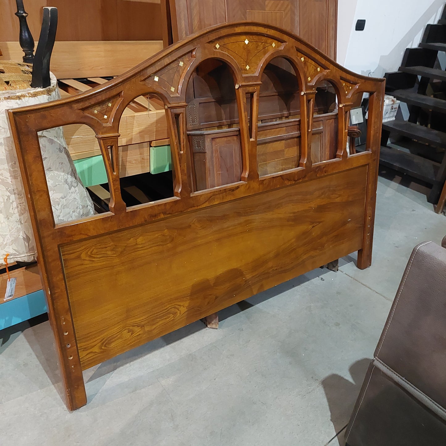 Testiera* Letto Matrimoniale Legno Intarsiato Cm174