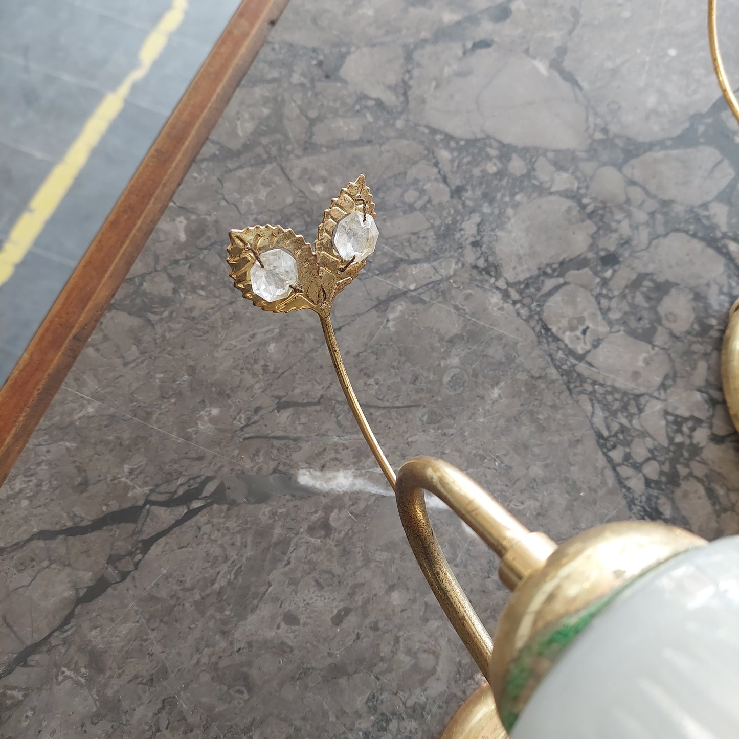 Coppia Applique Ottone * Coppa Vetro Fiore