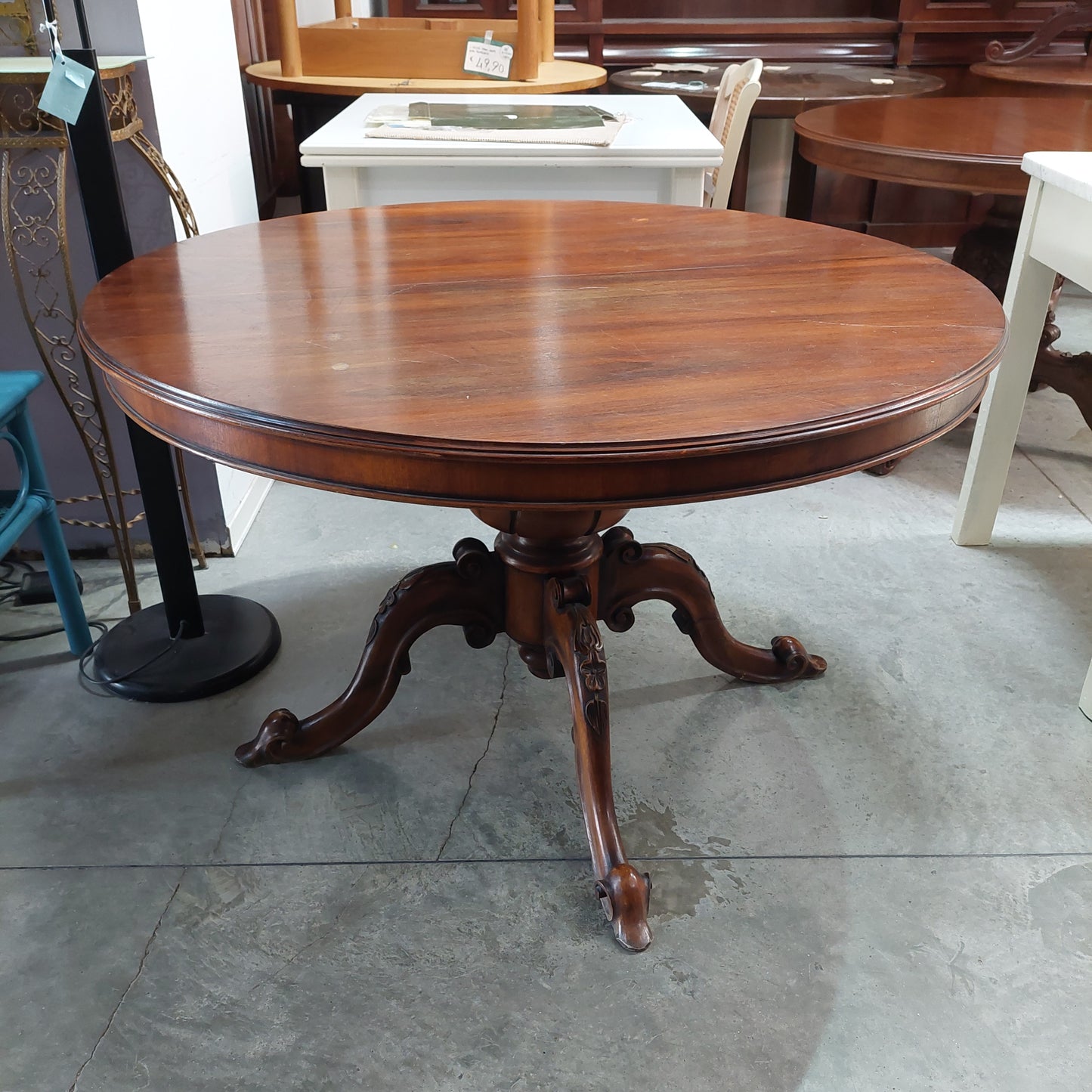 Tavolo Legno Tondo All. D120/165x120x78h