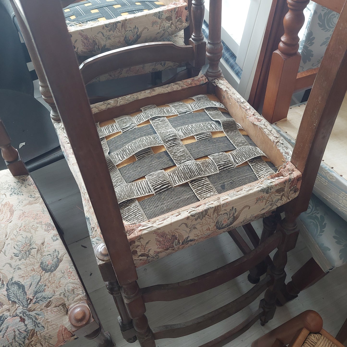 Set/6 Sedie * Legno Imbottite Fiori