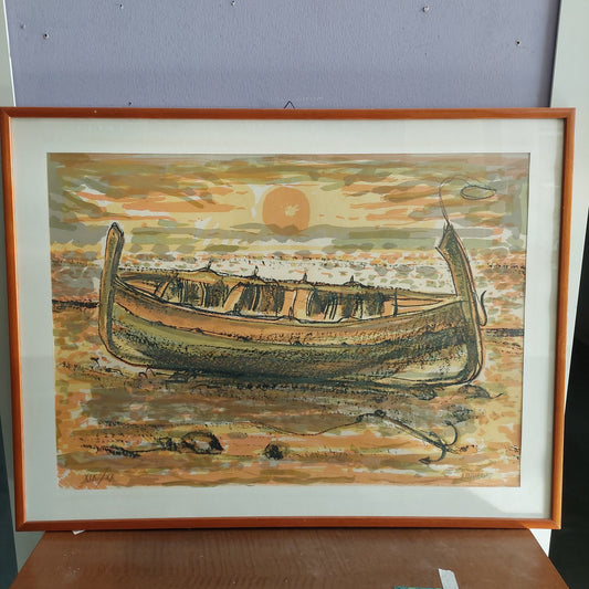 Quadro Serigrafia Barca Di Aldo Pecoraino Cm81x61,5