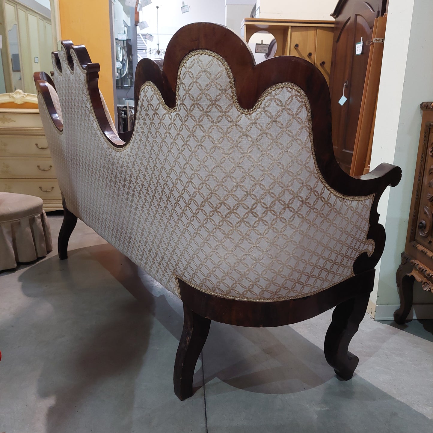 Divano Legno Antico Stile Luigi Filippo 3 Posti