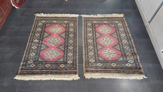 Coppia Tappeti Scendiletto Pakistan Kashmir Bukhara Cm100x65