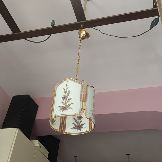 Lampadario Ottone/vetro 1/l Fiori D.25