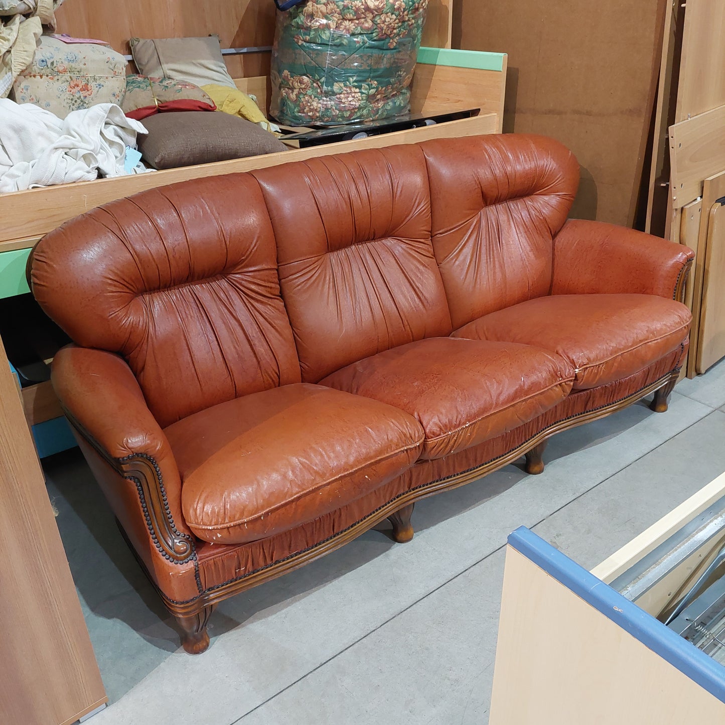 Divano * Pelle 3 Posti Anni 60 Cm200x90x87h